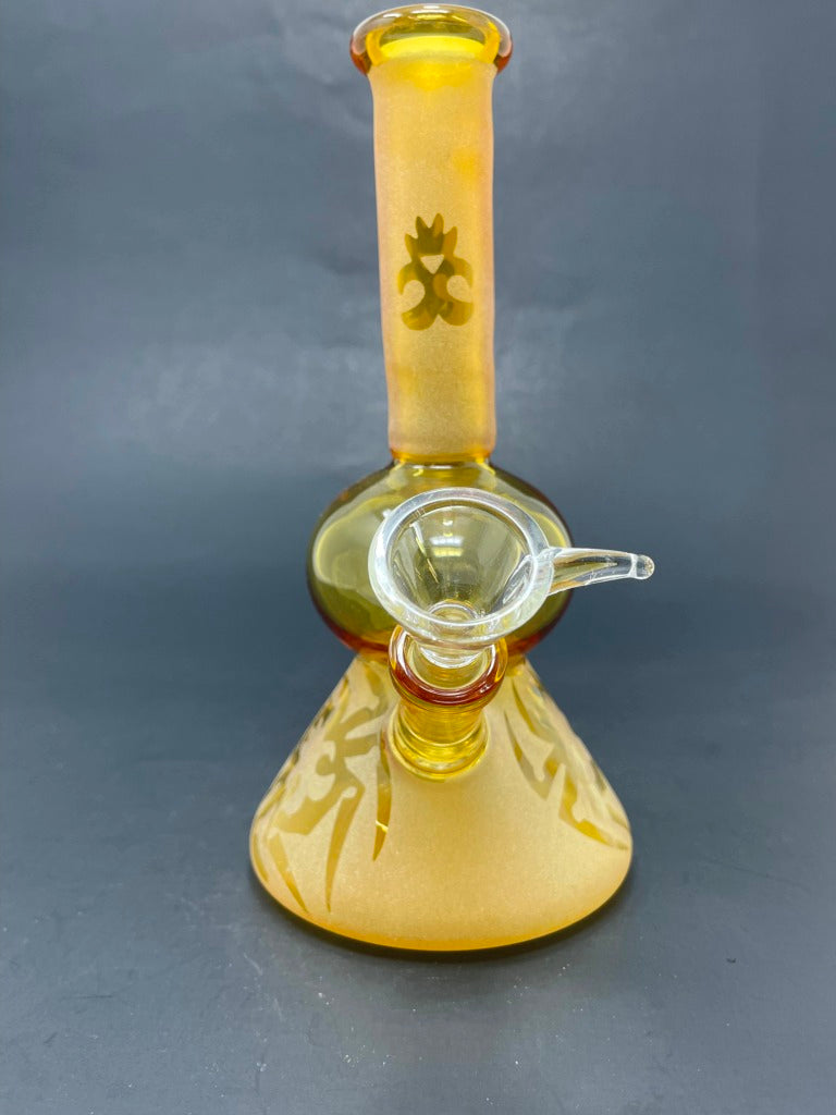 7" Assorted Design Gold Sandblasted Bongs