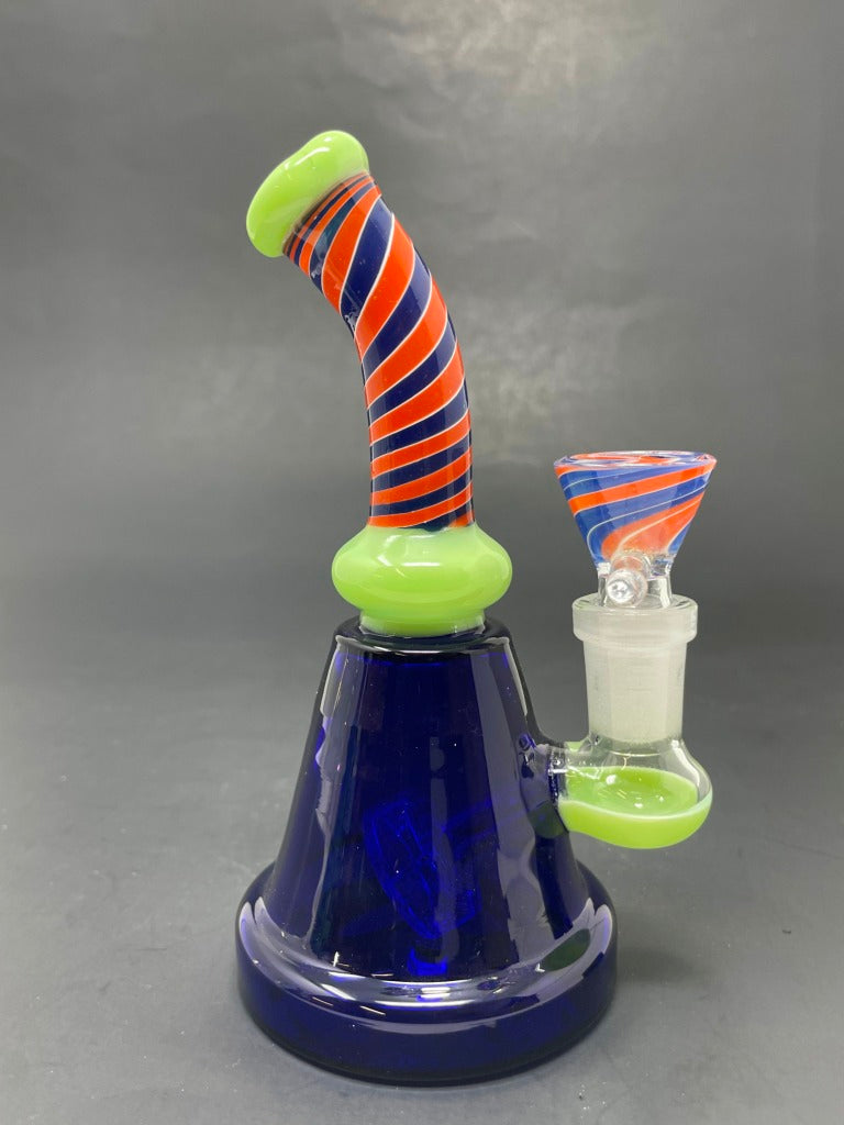 6" Green Spiral Design Bong