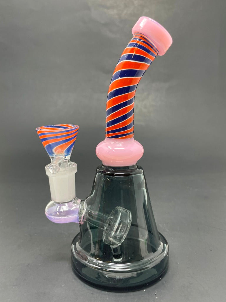 6" Pink Spiral Design Bong
