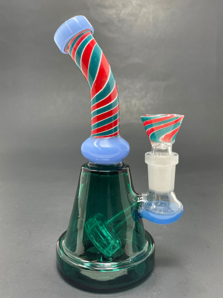 6" Milky Blue Spiral Design Bong