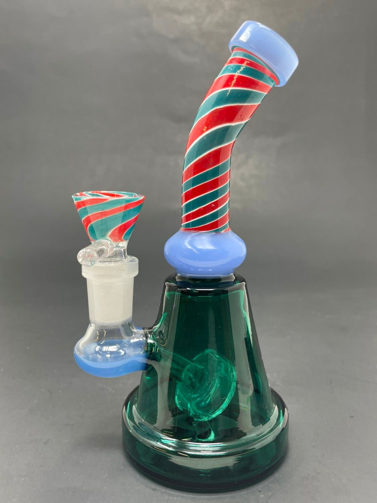 6" Milky Blue Spiral Design Bong