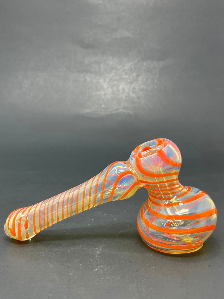 5" Orange Swirl Fumed Hammer Bubbler