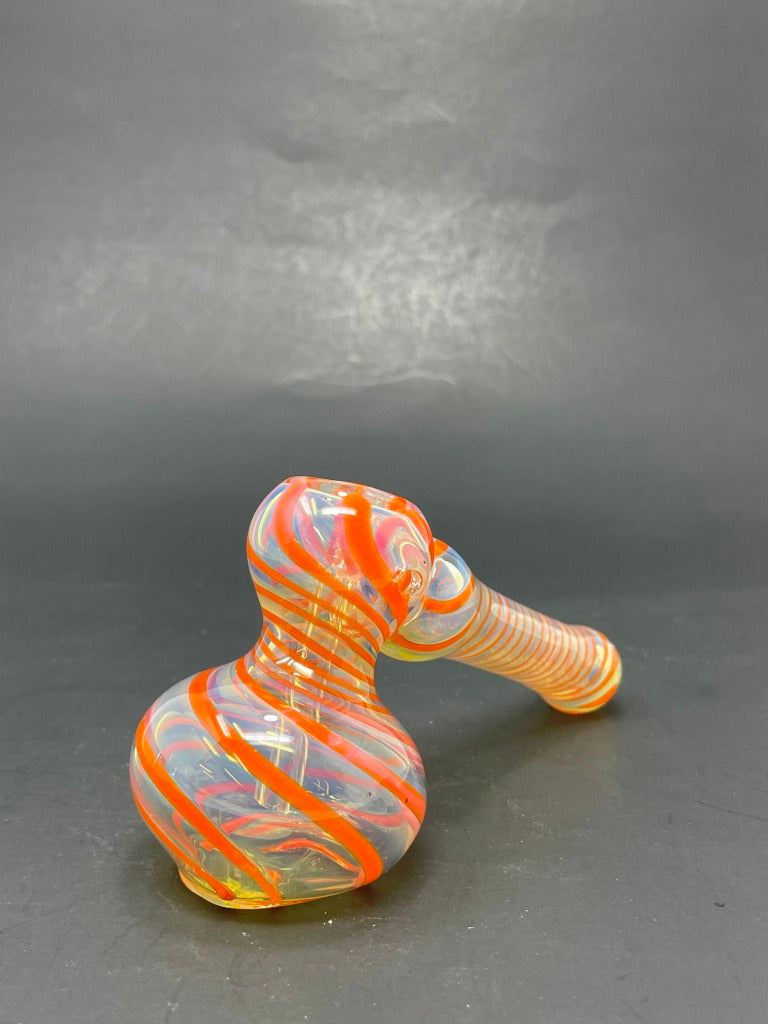5" Orange Swirl Fumed Hammer Bubbler