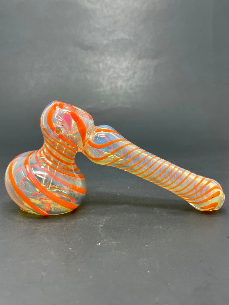 5" Orange Swirl Fumed Hammer Bubbler