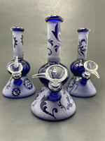 7" Blue Sand Blasted Bong - Assorted Designs