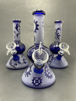 7" Blue Sand Blasted Bong - Assorted Designs