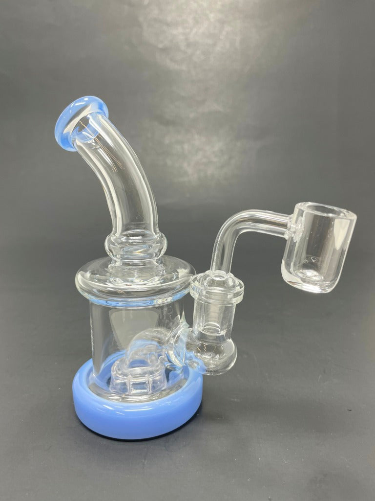 5.5" Mini Milky Blue Shower Bend Dab Rig StonedGenie.com