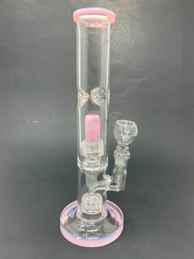 10" Milky Pink Double Percolator Shooter Bong w/ Ice Catcher