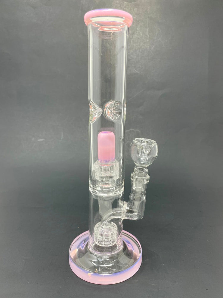 10" Milky Pink Double Percolator Shooter Bong w/ Ice Catcher
