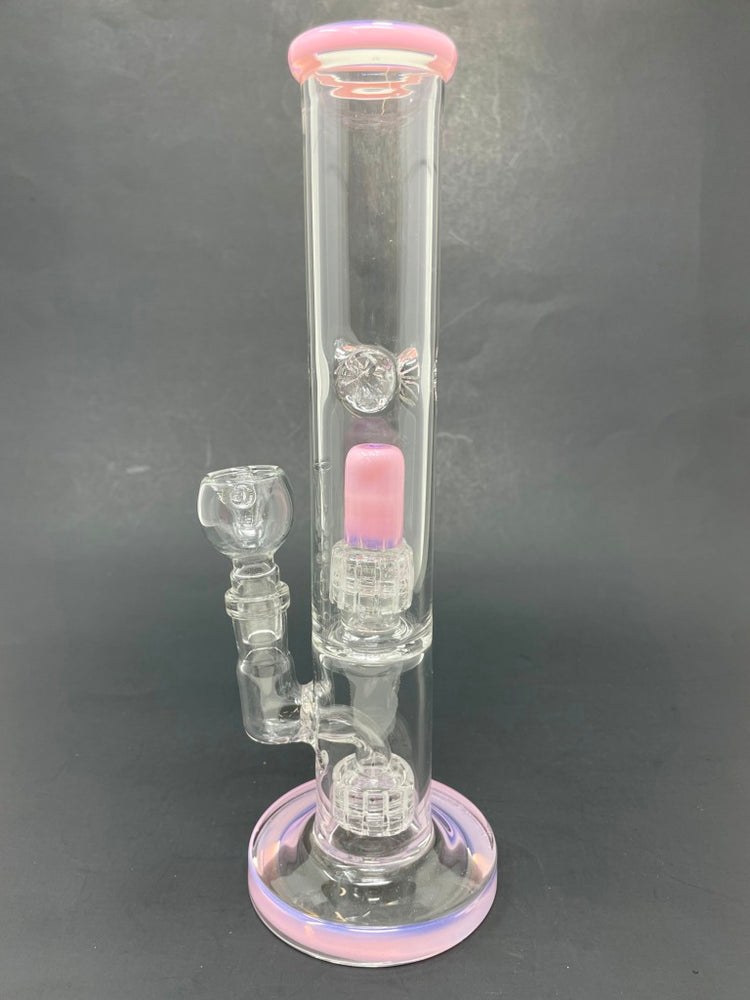 10" Milky Pink Double Percolator Shooter Bong w/ Ice Catcher