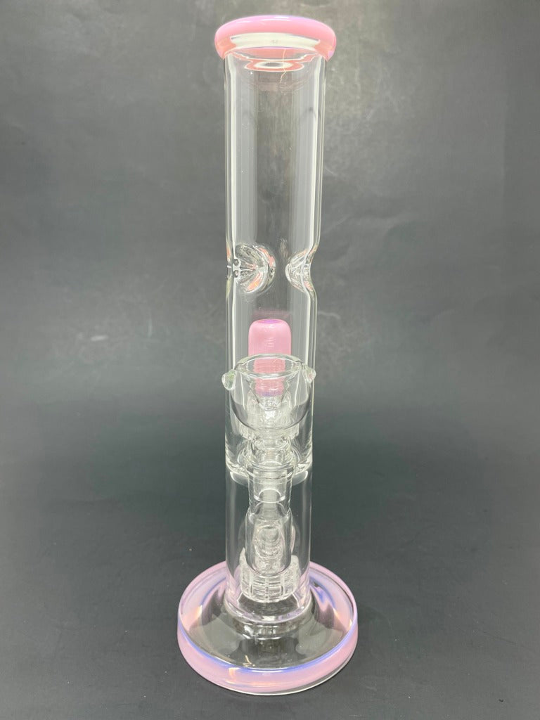 10" Milky Pink Double Percolator Shooter Bong w/ Ice Catcher