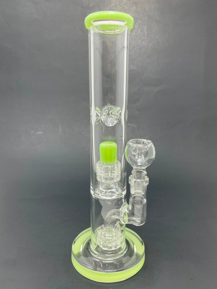 10" Milky Green Double Percolator Shooter Bong w/ Ice Catcher