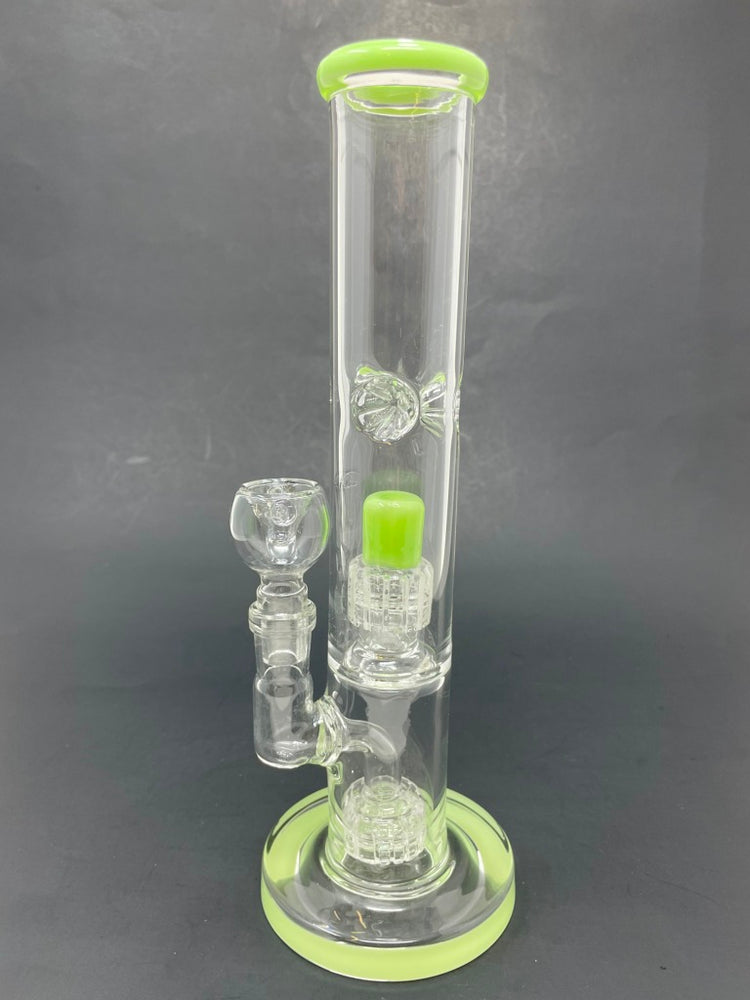 10" Milky Green Double Percolator Shooter Bong w/ Ice Catcher