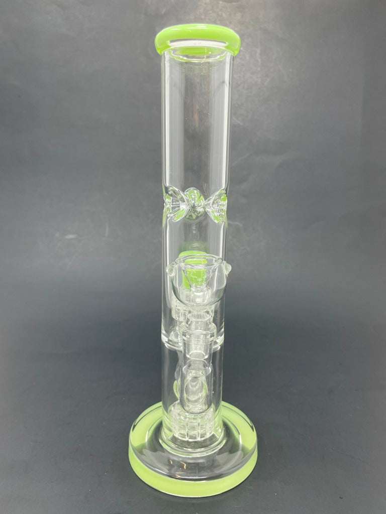 10" Milky Green Double Percolator Shooter Bong w/ Ice Catcher