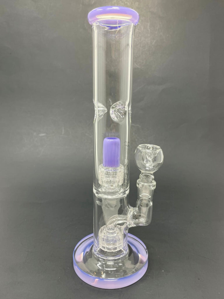 10" Milky Purple Double Percolator Shooter Bong w/ Ice Catcher
