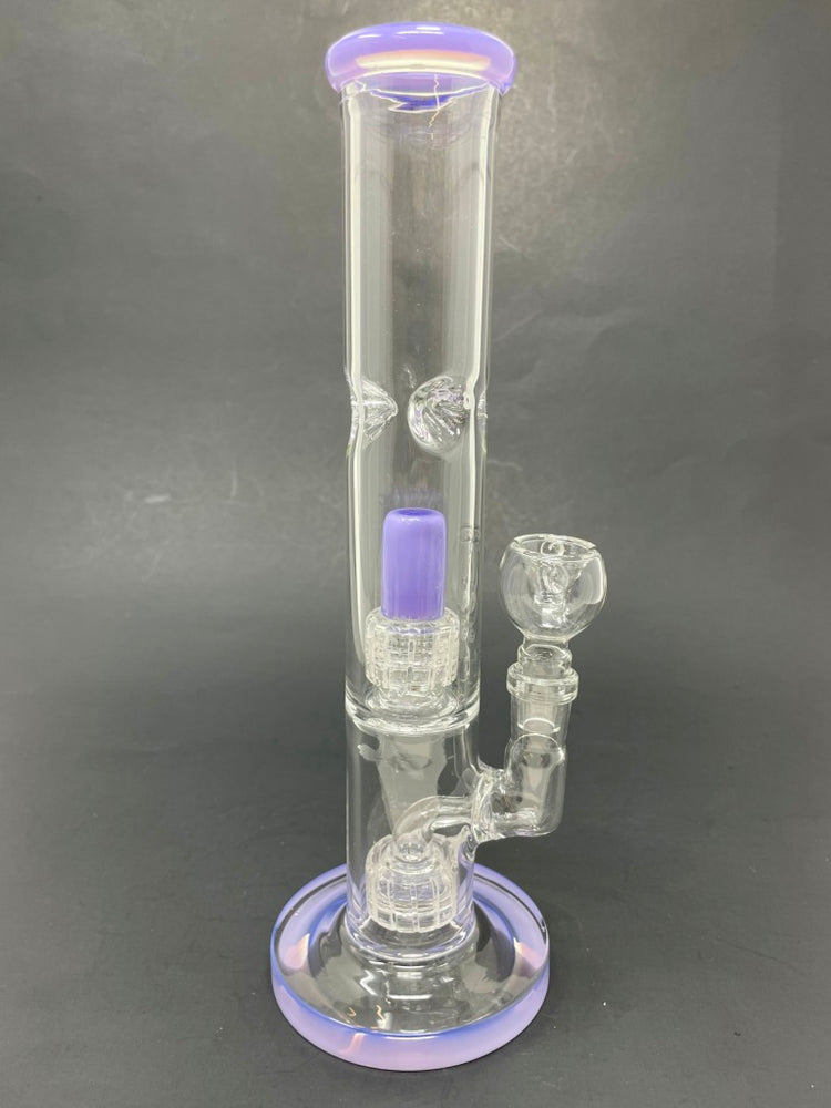 10" Milky Purple Double Percolator Shooter Bong w/ Ice Catcher