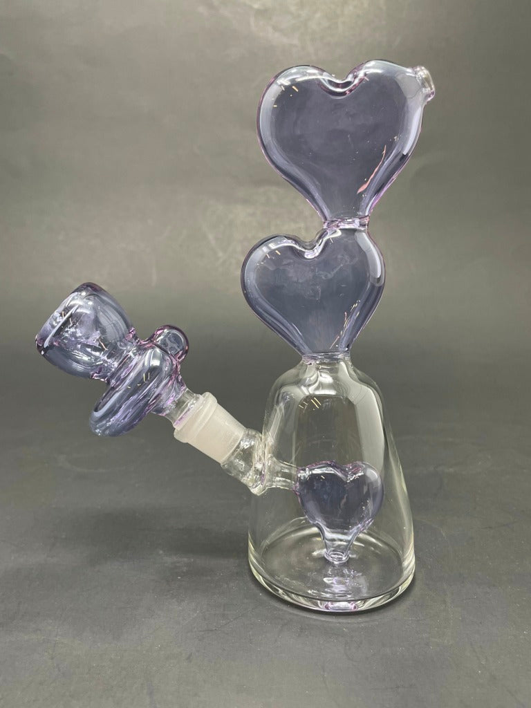 6.5" Triple Heart Lavender Bong