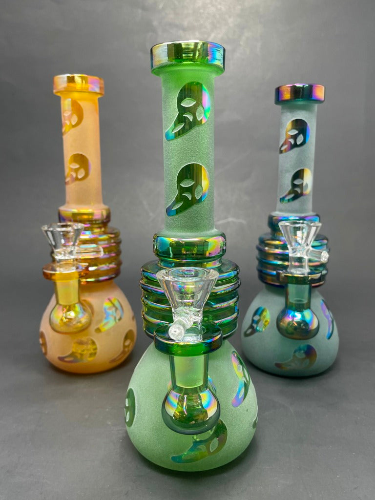 8" Assorted Ghost Face Sand Blasted Bong