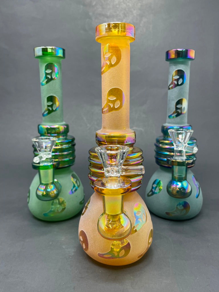 8" Assorted Ghost Face Sand Blasted Bong