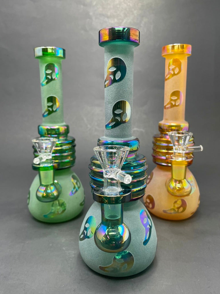 8" Assorted Ghost Face Sand Blasted Bong