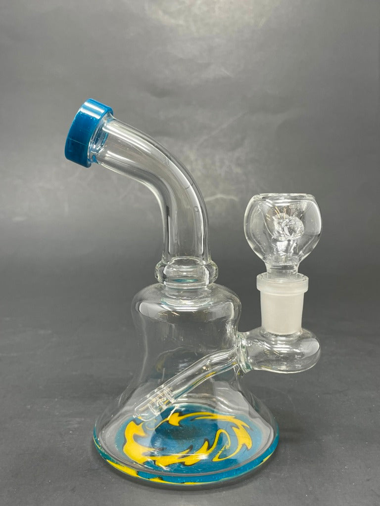 6" Blue Teal Sticker Shower Bend Bong