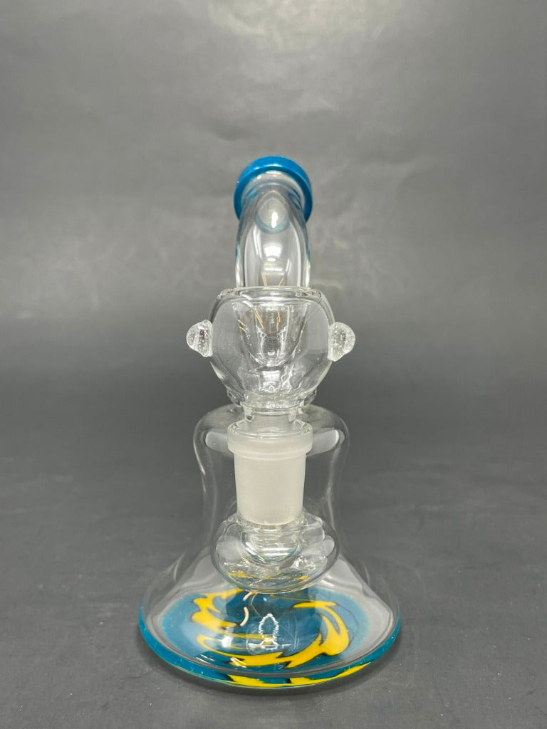 6" Blue Teal Sticker Shower Bend Bong