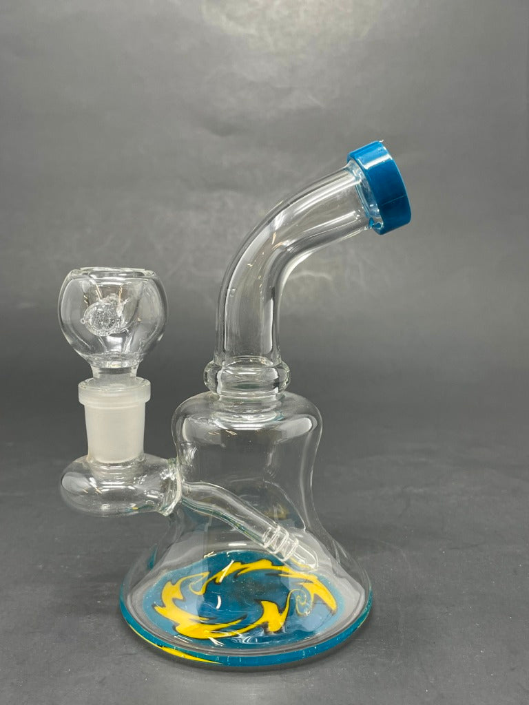 6" Blue Teal Sticker Shower Bend Bong