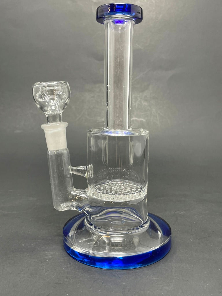 7.5" Blue Honey Comb Straight Neck Bong