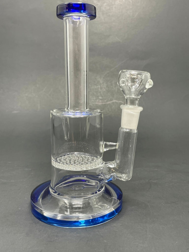 7.5" Blue Honey Comb Straight Neck Bong