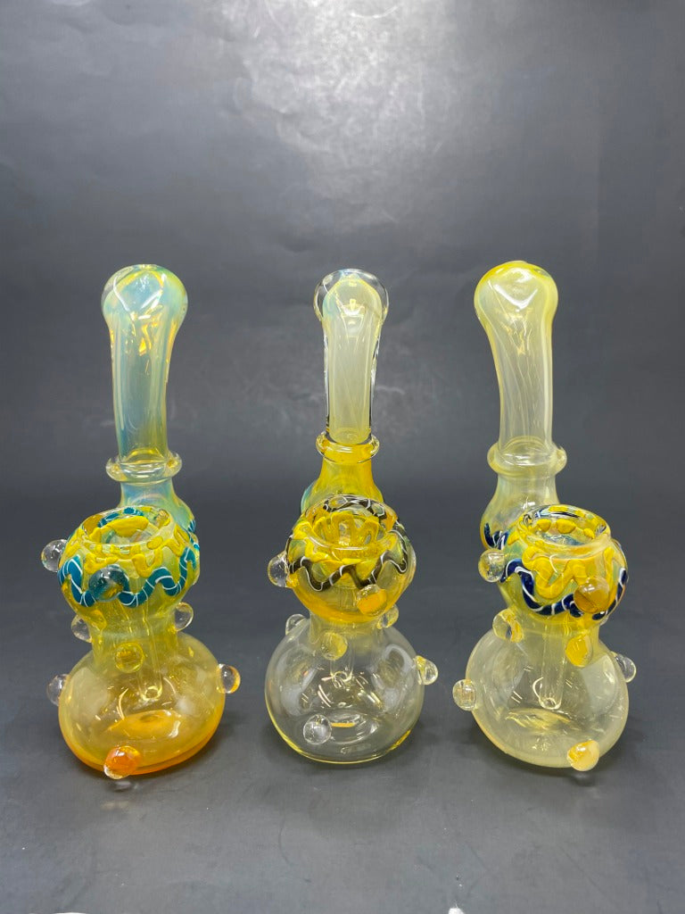 6" Sherlock Bubbler Yellow,Dark Blue,Black