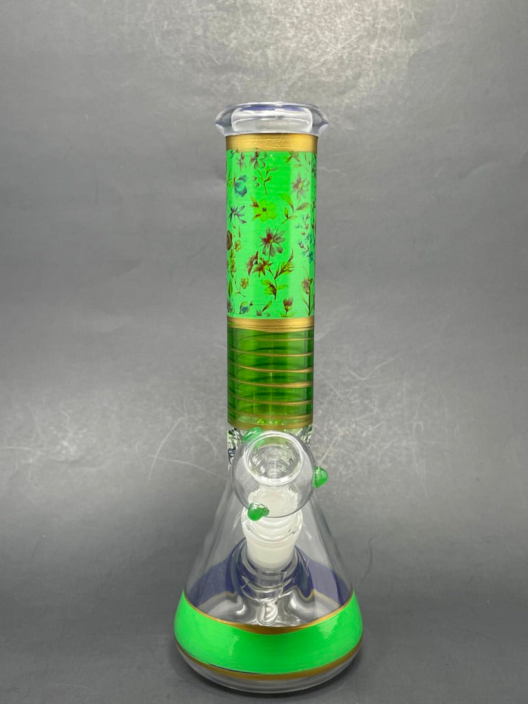 10" Green Flower Beaker Bong
