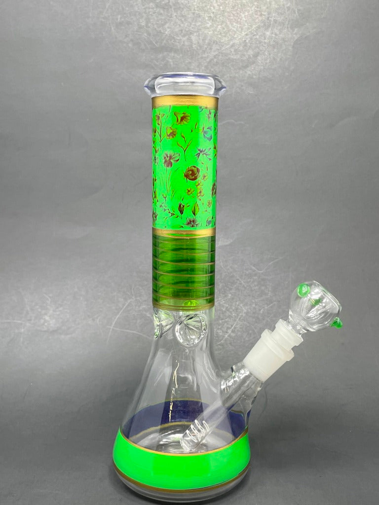10" Green Flower Beaker Bong