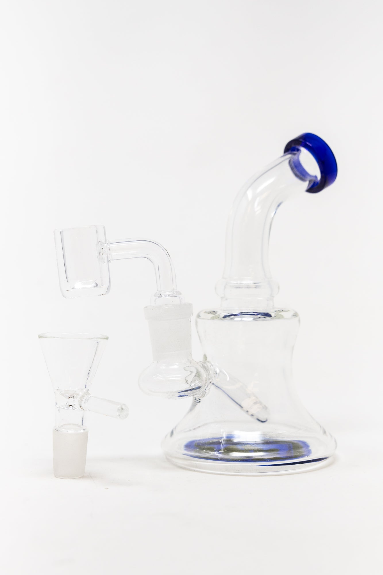 6" Dark Blue Sticker Base Shower Bend Dab Rig