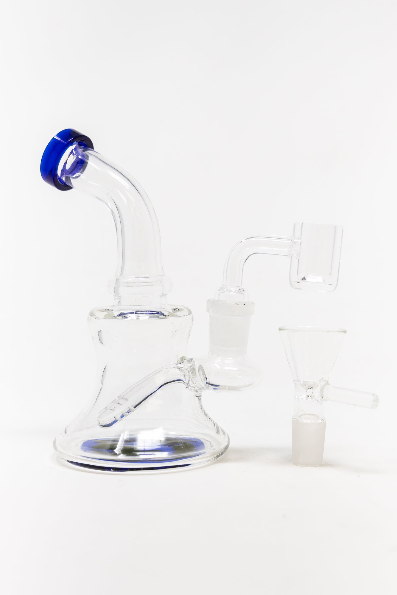6" Dark Blue Sticker Base Shower Bend Dab Rig