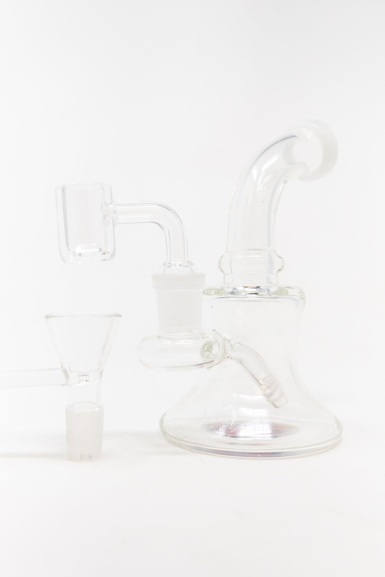 6" White Sticker Base Shower Bend Dab Rig StonedGenie.com