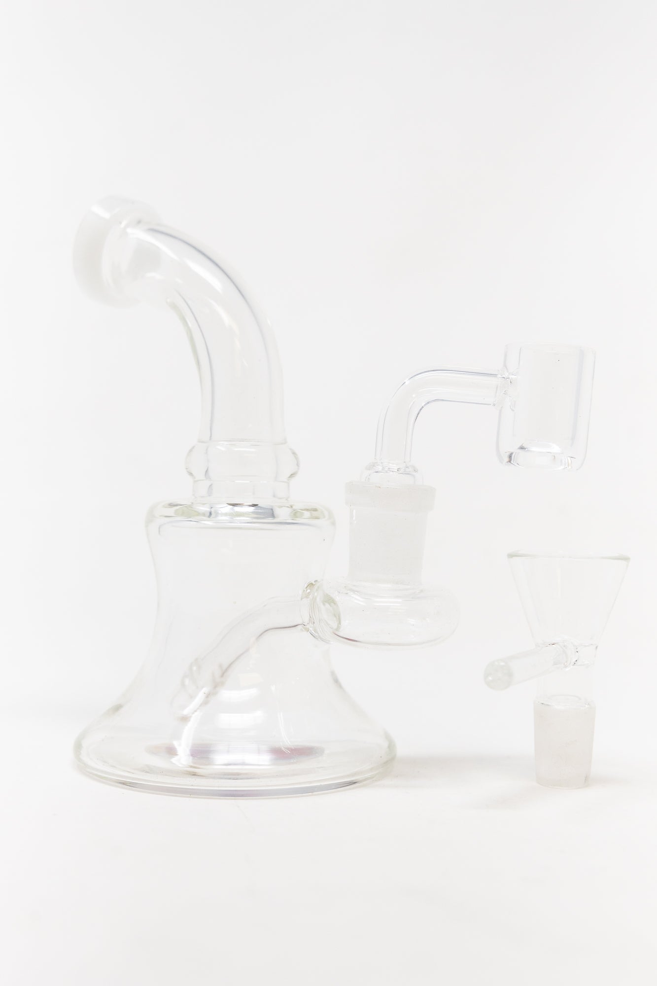 6" White Sticker Base Shower Bend Dab Rig StonedGenie.com