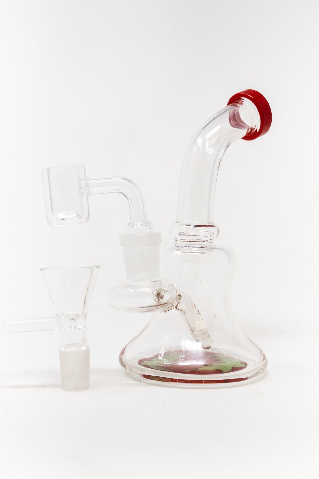 6" Red Sticker Base Shower Bend Dab Rig
