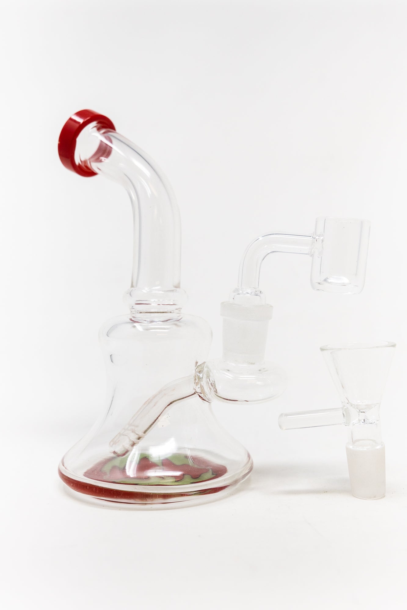 6" Red Sticker Base Shower Bend Dab Rig