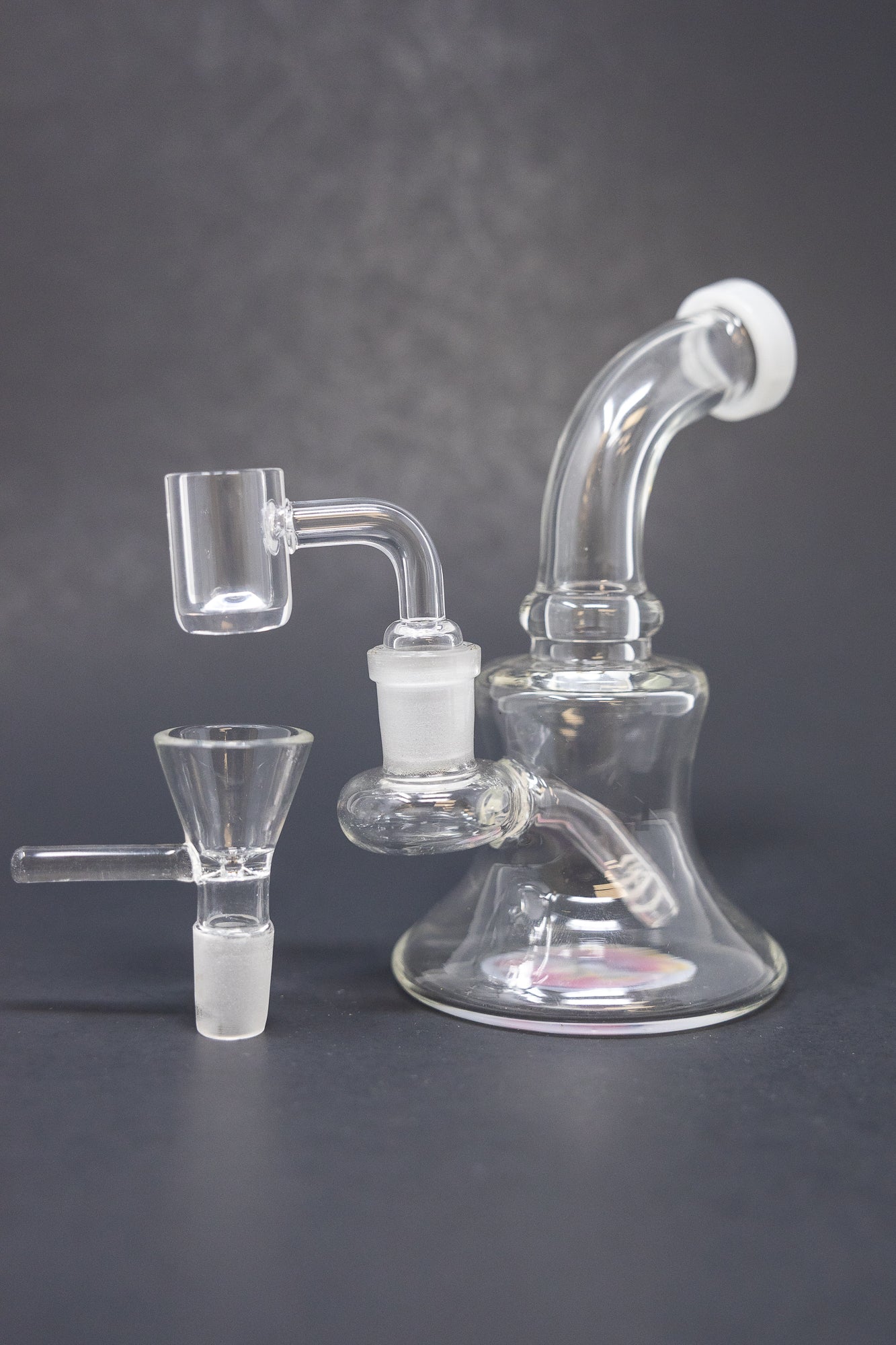 6" White Sticker Base Shower Bend Dab Rig StonedGenie.com