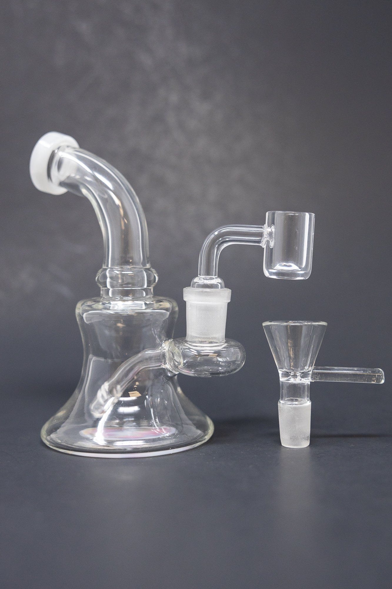 6" White Sticker Base Shower Bend Dab Rig StonedGenie.com