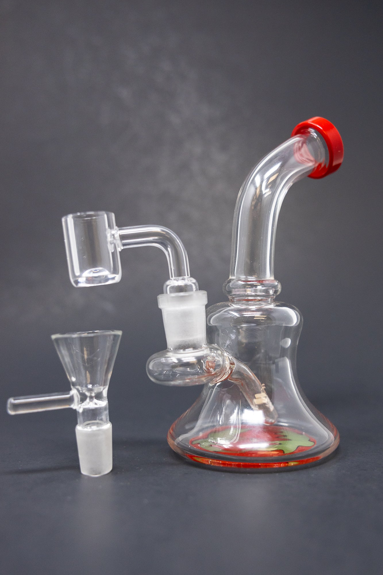 6" Red Sticker Base Shower Bend Dab Rig