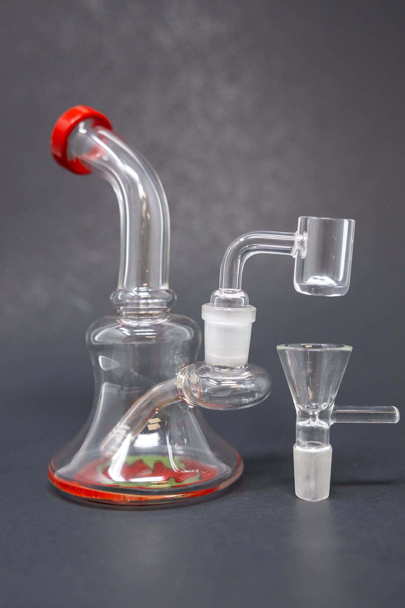 6" Red Sticker Base Shower Bend Dab Rig