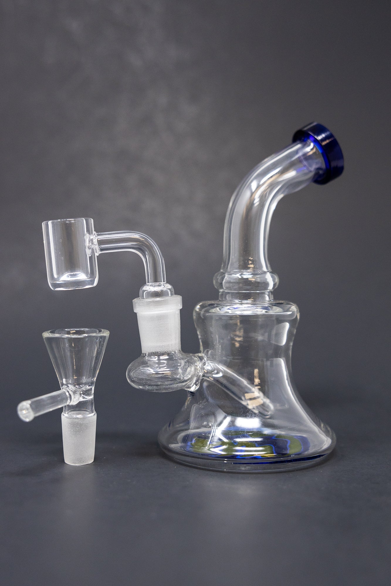 6" Dark Blue Sticker Base Shower Bend Dab Rig