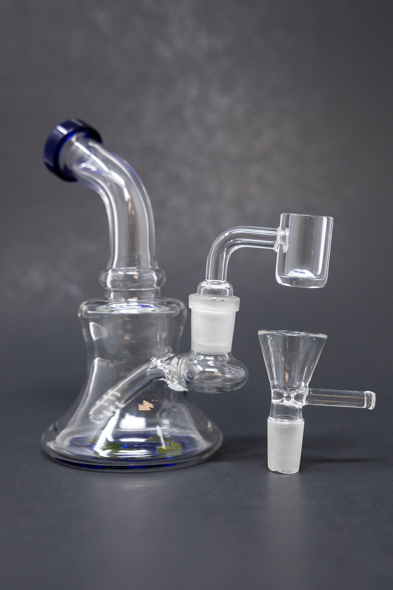 6" Dark Blue Sticker Base Shower Bend Dab Rig