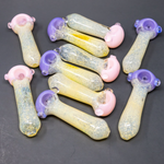 5" Pink/Purple Crackle Hand Pipes - 10 pc Bundle