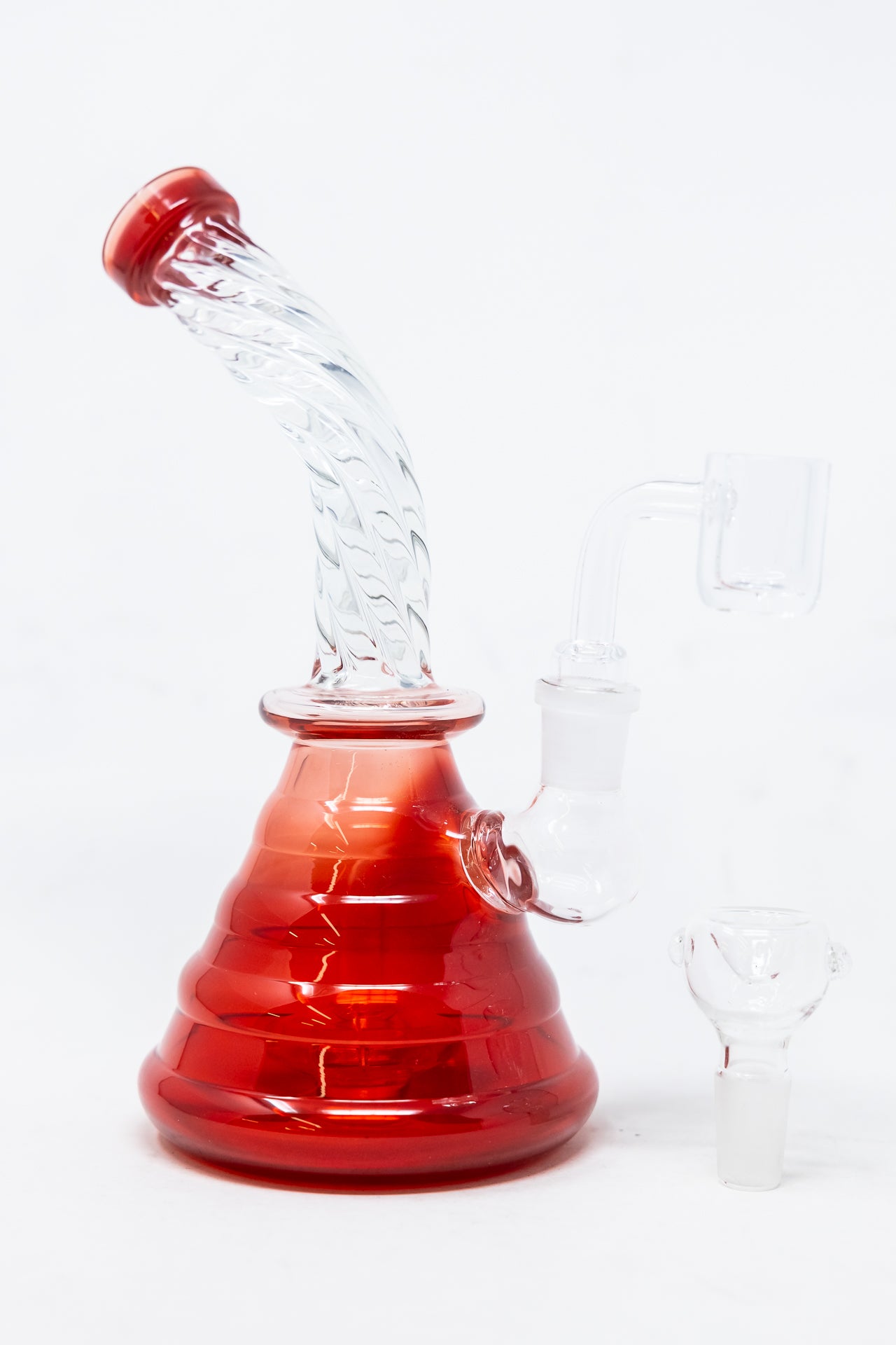 7" Cherry Red Twisted Dab Rig