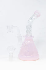 7" Pink Milky Iridescent Twisted Dab Rig