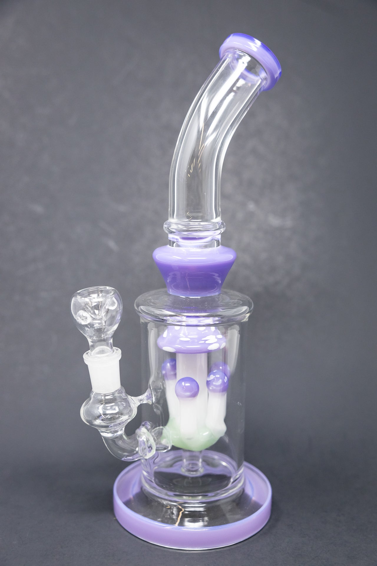 10" Milky Purple Shower Bend Mushroom Bong