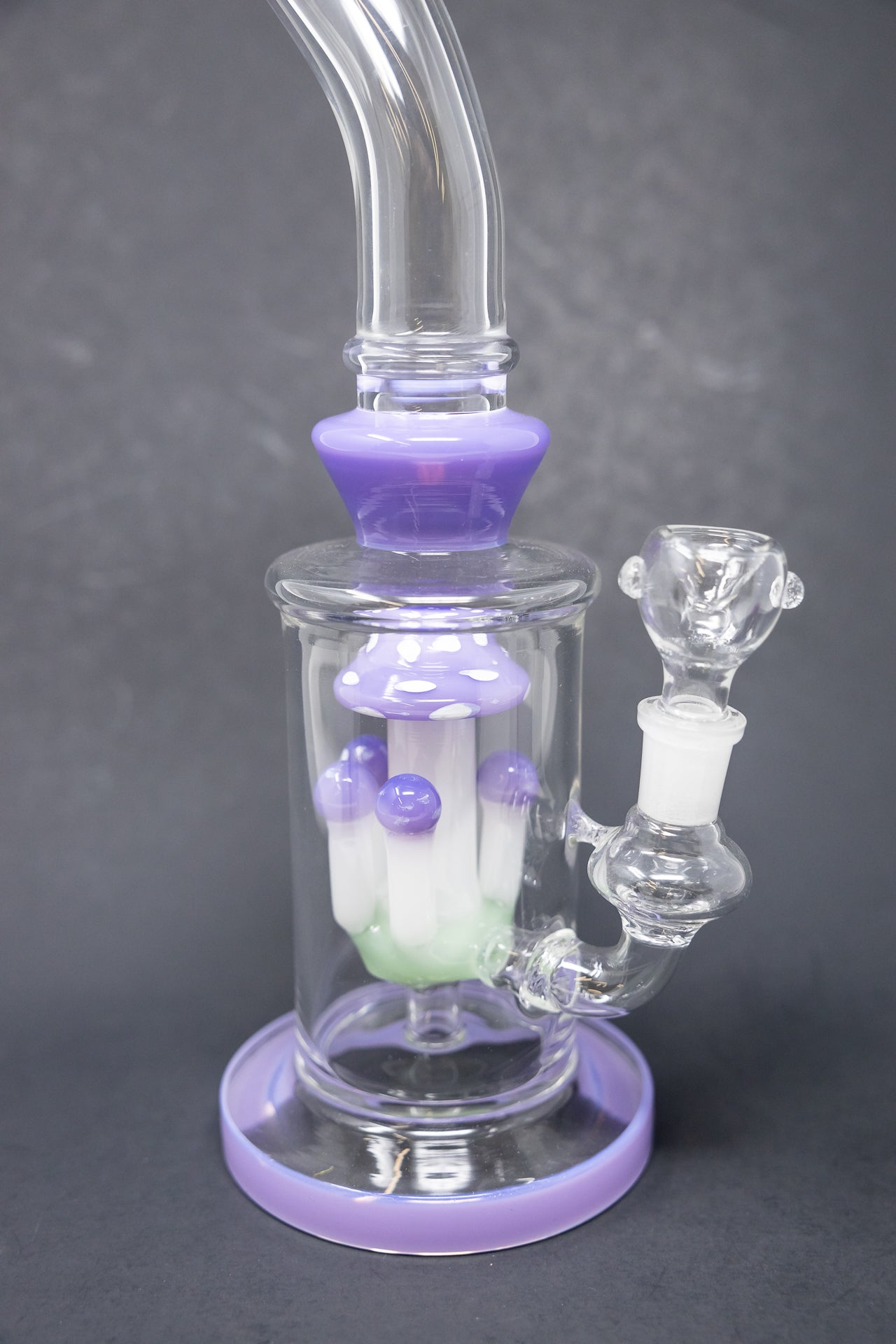 10" Milky Purple Shower Bend Mushroom Bong