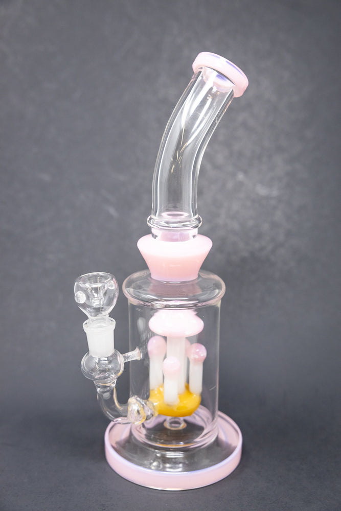 10" Milky Pink Shower Bend Mushroom Bong